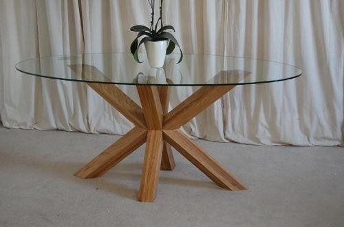 Oak And Glass Dining Tables Throughout 2018 Venice 4ft6 Round Glass And Oak Dining Table (View 13 of 20)