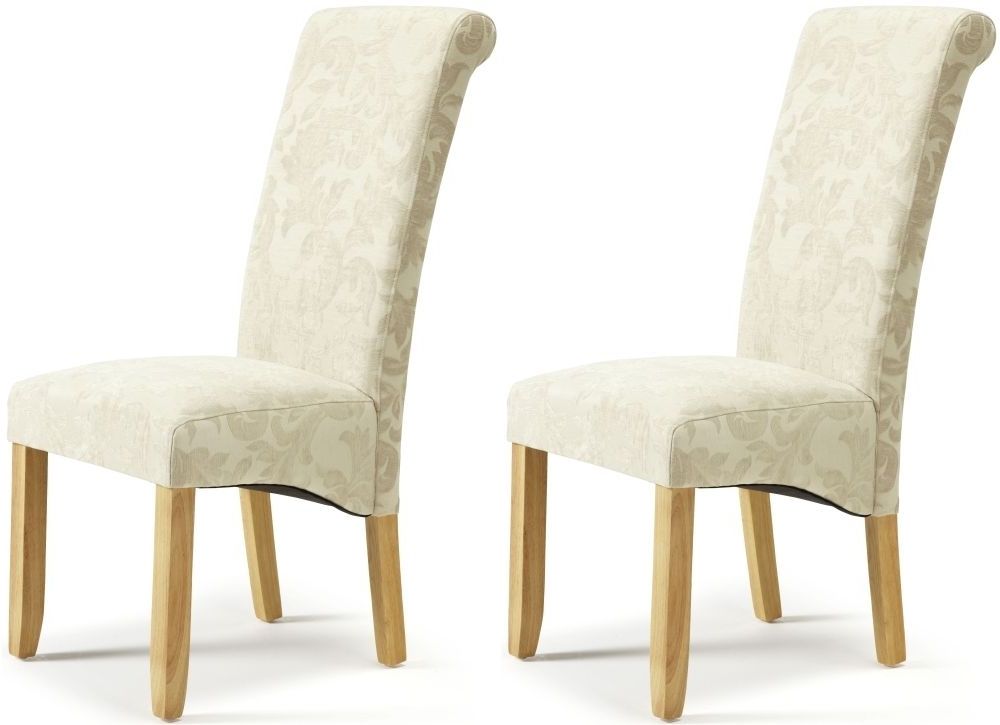 Oak Fabric Dining Chairs Within Well Known Buy Serene Kingston Cream Floral Fabric Dining Chair With Oak Legs (Photo 2 of 20)