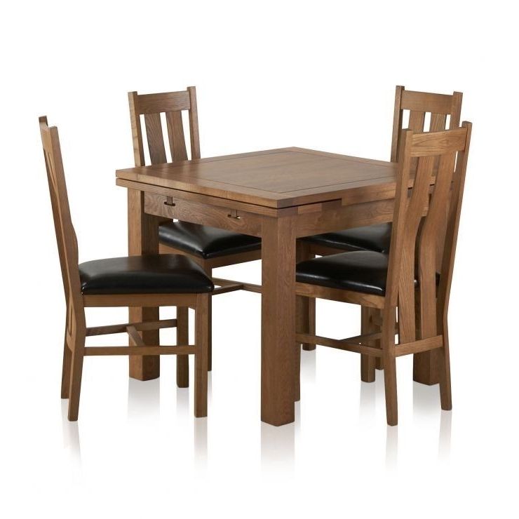 Oakland Sherwood Rustic Solid Oak 3ft Dining Table With 4 Chairs Inside Most Up To Date 3ft Dining Tables (View 2 of 20)