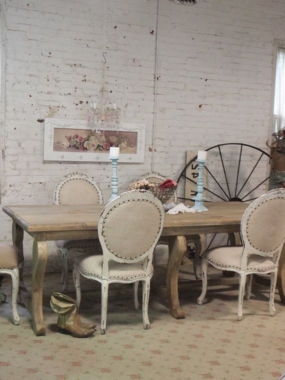 Painted Cottage Chic Shabby French Linen Farm Dining Table Farm Regarding Most Up To Date French Farmhouse Dining Tables (View 18 of 20)