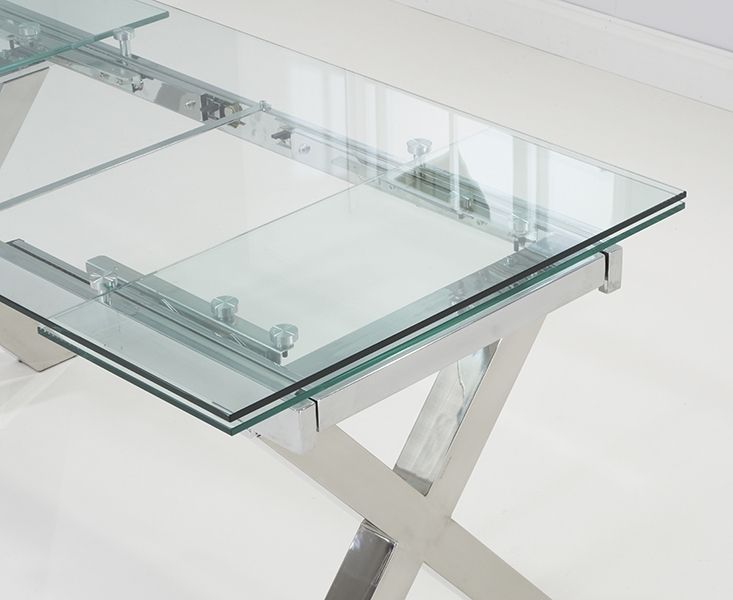 Popular April Glass 160cm 240cm Extending Dining Table With Regard To Glass Extending Dining Tables (View 11 of 20)