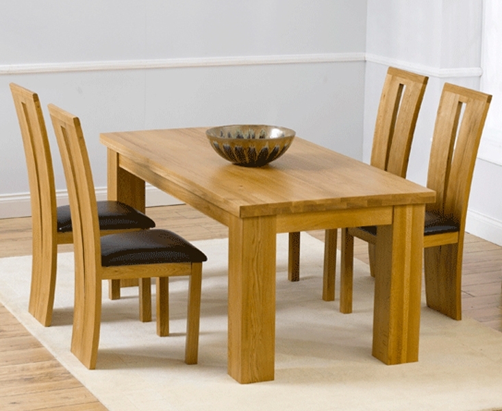 Popular Barcelona 180cm Oak Dining Set Solid Oak 180cm Dining Table Sets For Oak Dining Tables And 4 Chairs (Photo 10 of 20)