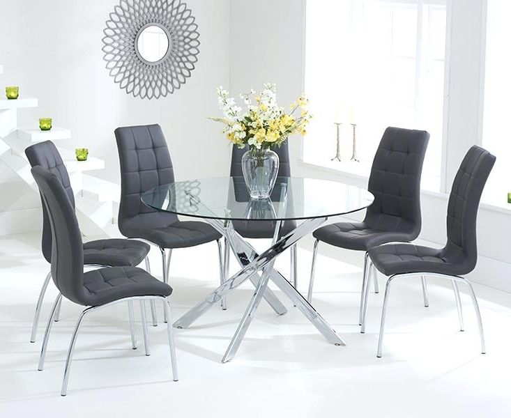 Popular Black Glass Dining Tables With 6 Chairs Inside Glass Table For 6 Black Glass Table And 6 Chairs Ebay Round Glass (View 20 of 20)
