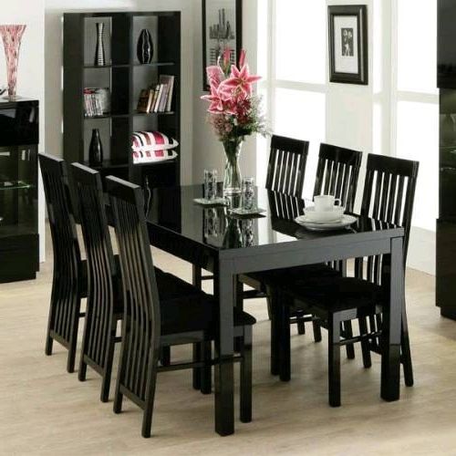 Popular Black Gloss Dining Tables Intended For Zone Furniture Black Gloss Dining Table And 6 Chairs (View 1 of 20)