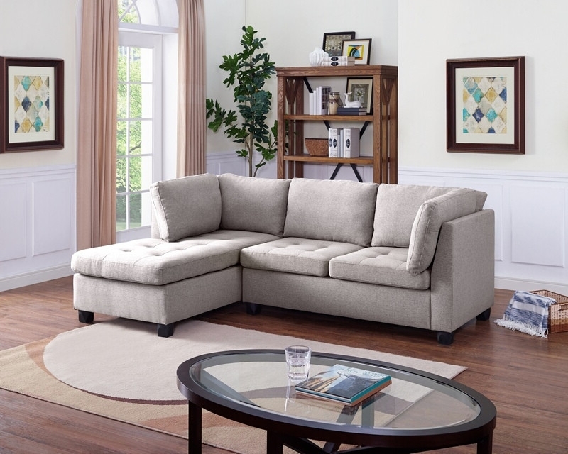 Popular Blaine 4 Piece Sectionals For Oah D6106 2 Pc Blaine Light Gray Linen Like Fabric Reversible Chaise (Photo 10 of 15)