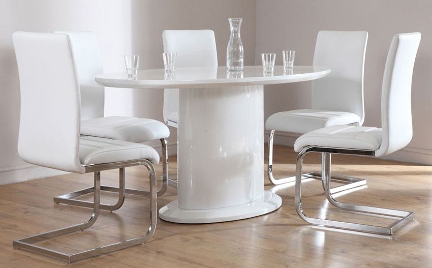 Popular Oval White High Gloss Dining Tables With Regard To Monaco White High Gloss Oval Dining Table And 6 Chairs Set (perth (Photo 1 of 20)