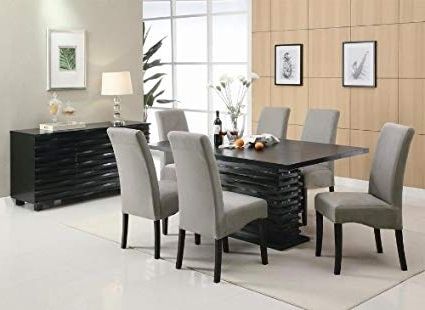 Preferred Amazon – Brownville 7 Piece Dining Table Set In Rich Black With Inside Dining Tables Sets (Photo 10 of 20)