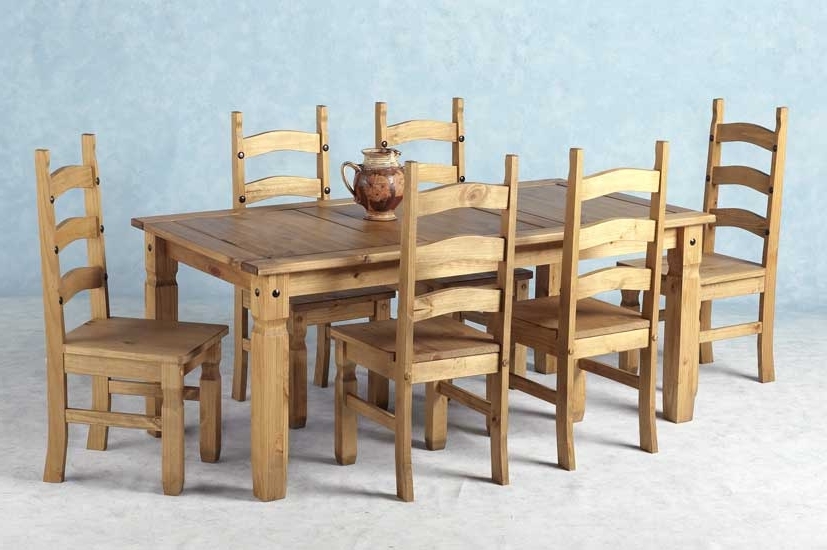 Preferred Corona Mexican Pine Dining Set 6 Dining Table & 6 Chairs Inside Dining Tables And 6 Chairs (Photo 8 of 20)