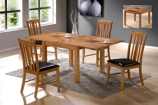 Preferred Extendable Dining Table And 4 Chairs Inside Yukon Solid Oak Extending Dining Table With 4 Chairs  (View 2 of 20)