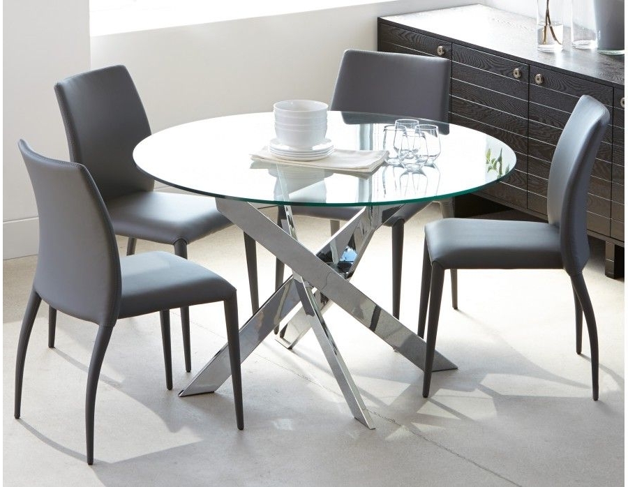 Preferred Ibiza – Round Glass And Chrome Dining Table 47'' – Chrome (View 5 of 20)