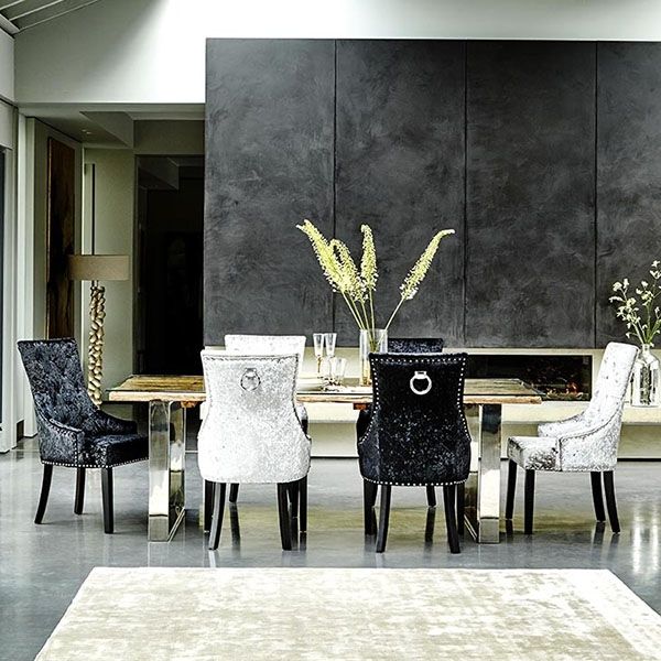 Preferred Melia Crushed Velvet Dining Chair, Black (View 19 of 20)