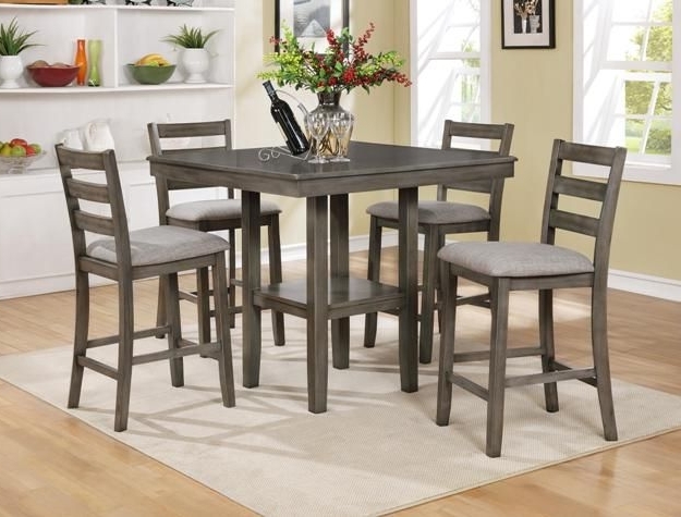 Preferred Tahoe Driftwood Grey 5pc Counter Height Dinette Set $429 Table 40" X With Regard To Valencia 5 Piece 60 Inch Round Dining Sets (View 20 of 20)