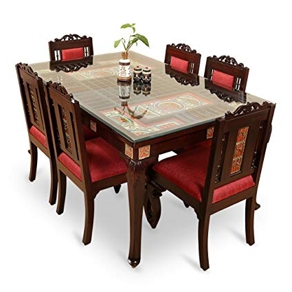 Recent Exclusivelane Teak Wood Table And Chair With Warli And Dhokra Work 6 In Cheap 6 Seater Dining Tables And Chairs (View 15 of 20)