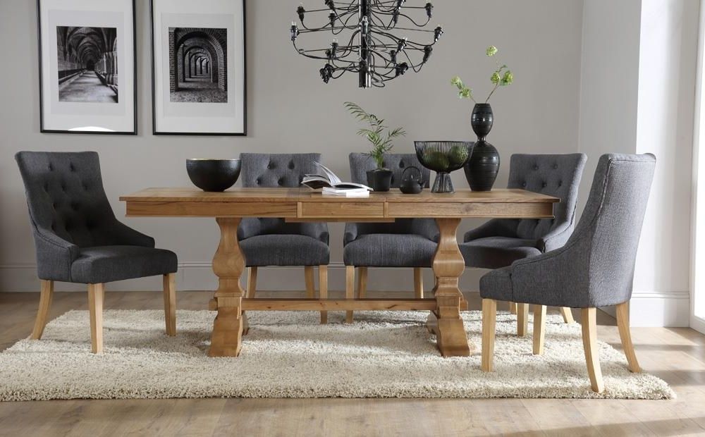 Recent Oak Extending Dining Tables And 8 Chairs Regarding Cavendish Oak Extending Dining Table With 8 Duke Slate Chairs Only (Photo 3 of 20)