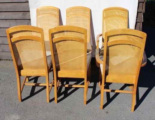 Recent Parquet 6 Piece Dining Sets Pertaining To Golden Oak Parquet Extendable Table With 6 Dining Chairs, 1960s For (Photo 13 of 20)
