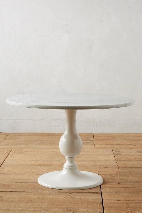 Round White Dining Tables For Well Liked Annaway Round White Marble Dining Table (Photo 18 of 20)