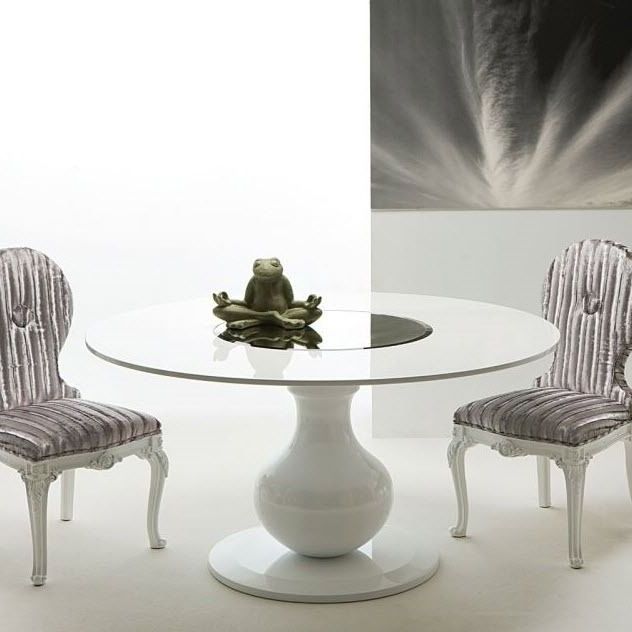 Round White Dining Tables With Most Popular Contemporary Dining Table / Lacquered Wood / Round / White – Elio Cr (View 15 of 20)