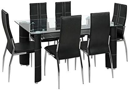 Royal Oak Geneva Dining Set With 6 Chairs (black): Amazon (View 16 of 20)