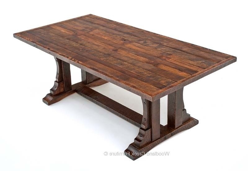 Rustic Oak Dining Tables Within Famous Rustic Oak Barn Wood Dining Table, Reclaimed Oak Table, Trestle (Photo 8 of 20)