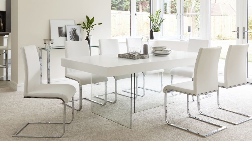 Seats 6 – 8 Inside Glass Dining Tables White Chairs (Photo 2 of 20)