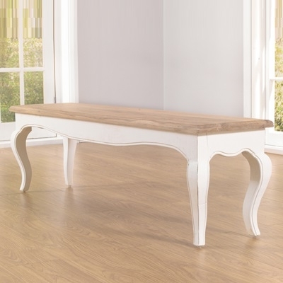 Seville Ivory Painted Distressed Dining Bench Regarding Latest Ivory Painted Dining Tables (Photo 20 of 20)