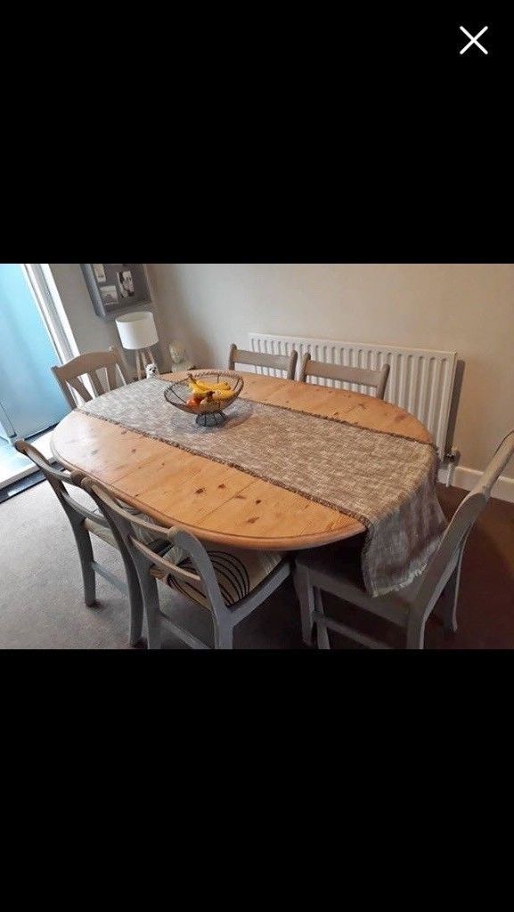 Shabby Chic (grey) Farm House Dining Table And 6 Chairs (Photo 9 of 20)
