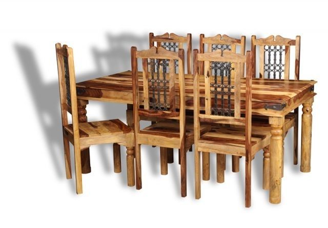 Sheesham Dining Tables And Chairs For Trendy Jali Sheesham Dining Table And Chairs (Photo 1 of 20)