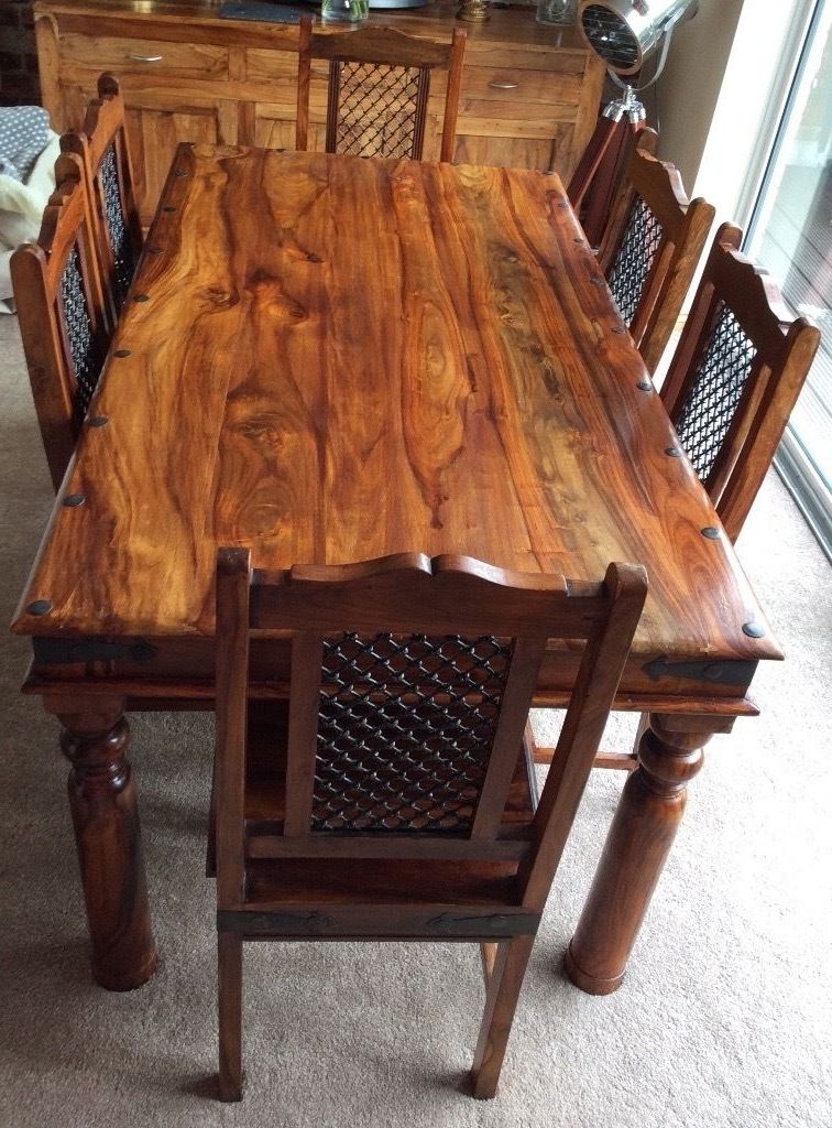 Sheesham Jali Solid Wood Dining Table & 6 Chairs (View 6 of 20)