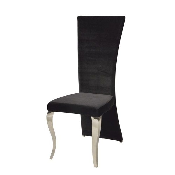 Shop Somette Tabitha Black Velvet Rectangle High Back Dining Chair Intended For 2017 High Back Dining Chairs (View 7 of 20)