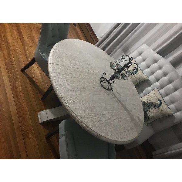 Shop Valencia Wood Antique White 48 Inch Dining Tablekosas Home Intended For Most Up To Date Valencia 5 Piece 60 Inch Round Dining Sets (View 15 of 20)