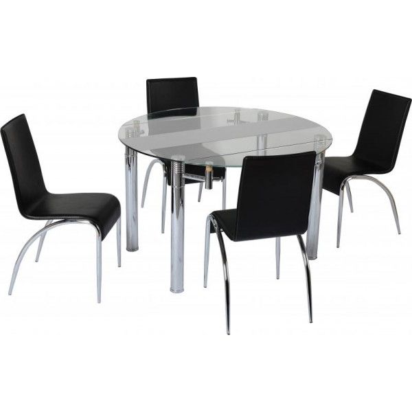 Small Extending Dining Tables And 4 Chairs Intended For Most Popular Cheap Seconique Chloe Extending Black / Clear Glass Small Dining (Photo 3 of 20)