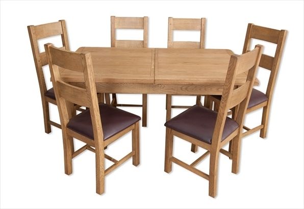 Trendy Hampton Country Rustic Oak 1.6 Extending Dining Table & 6 Chair Set Regarding Extending Dining Tables And 6 Chairs (Photo 7 of 20)