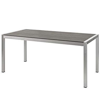Trendy Outdoor Extendable Dining Tables Intended For Amazon : Modway Shore Aluminum Outdoor Patio Extendable Dining (View 2 of 20)