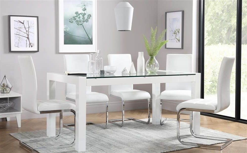 Trendy Perth Glass Dining Tables With Regard To Venice White High Gloss And Glass Dining Table – With 4 Perth White (Photo 2 of 20)