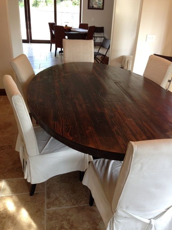 Trendy Sale! Butcher Block Strip Oval Wood Dining Table From Reclaimed Wood Pertaining To Oval Reclaimed Wood Dining Tables (View 1 of 20)
