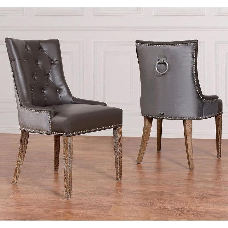 Uptown Grey Leather Velvet Dining Chair Inside Most Popular Grey Leather Dining Chairs (View 20 of 20)