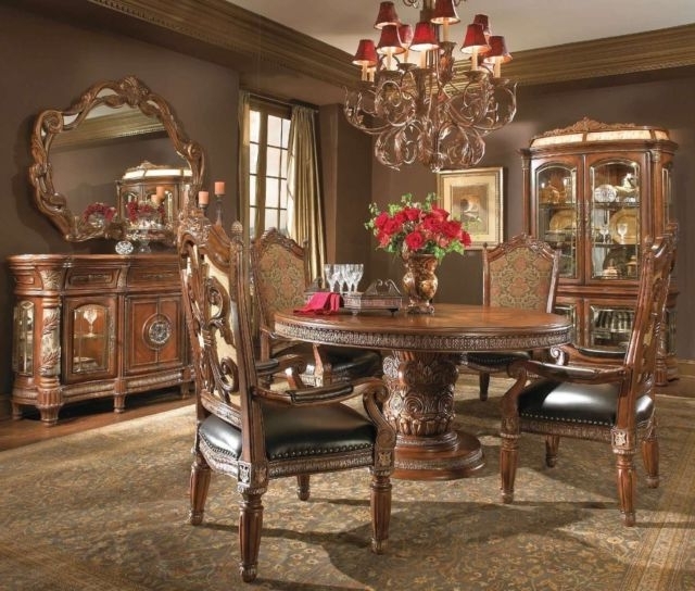 Valencia 3 Piece Counter Sets With Bench Throughout Most Recently Released Michael Amini Villa Valencia Traditional Round Oval Table Chairs (View 10 of 20)