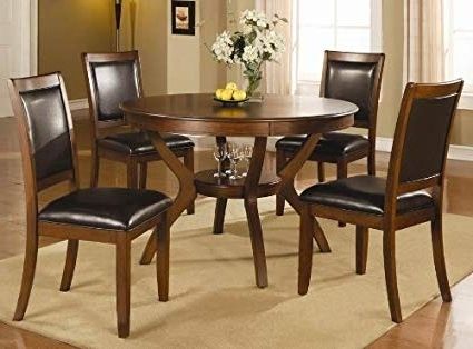 Walnut Dining Tables And Chairs With Regard To Recent Amazon – 5pc Casual Dining Table And Chairs Set In Brown Walnut (Photo 7 of 20)
