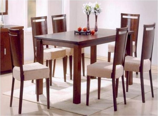 Well Known 6 Seater Dining Table With Chairs, Dark Walnut (Photo 17 of 20)