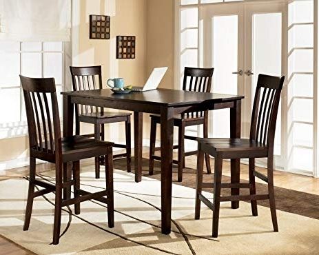 Well Known Amazon – Ashley Hyland D258 223 5 Piece Dining Room Set With 1 For Hyland 5 Piece Counter Sets With Stools (Photo 1 of 20)