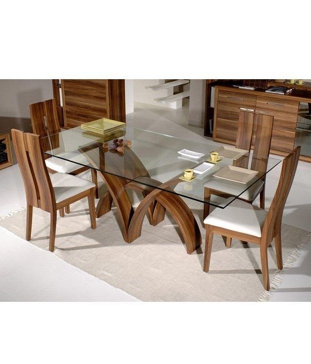 Well Known Dream Furniture Teak Wood 6 Seater Luxury Rectangle Glass Top Dining Within 6 Seater Glass Dining Table Sets (View 1 of 20)