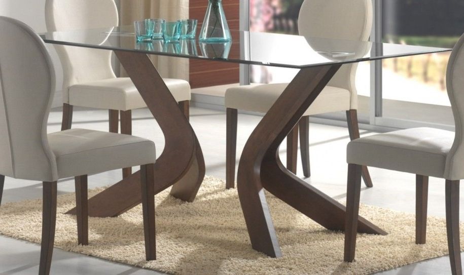 Well Known Glass Top Dining Tables With Wood Base Glass Dining Table With Wood Throughout Glass Dining Tables With Wooden Legs (Photo 12 of 20)