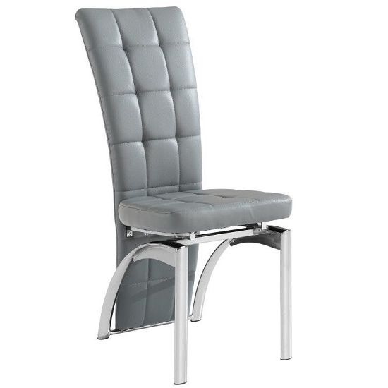 Well Known Grey Leather Dining Chairs Within Ravenna Dining Chair In Grey Faux Leather With Chrome Base (View 13 of 20)