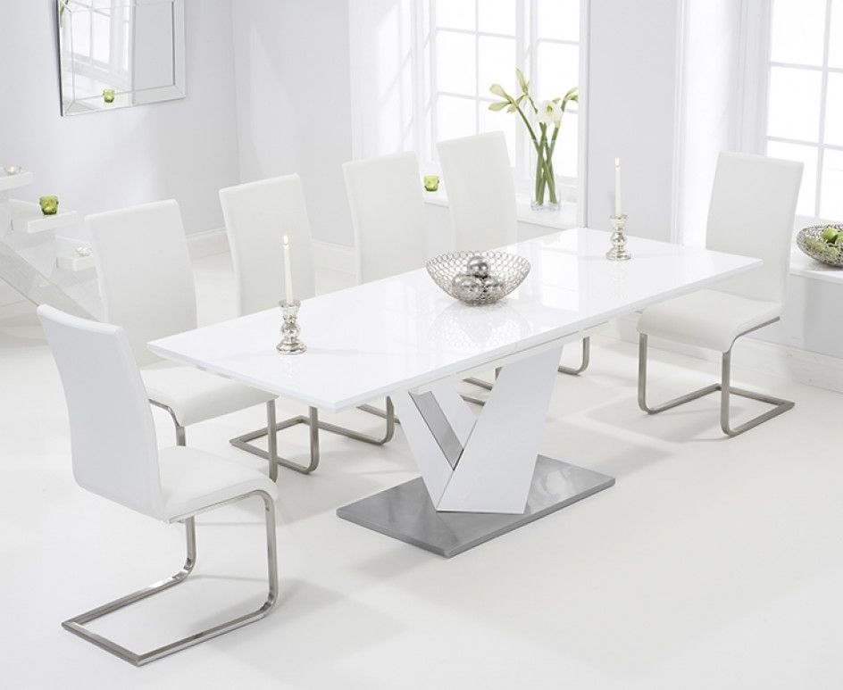 Well Known Harmony 160cm White High Gloss Extending Dining Table With Malaga With Regard To White High Gloss Oval Dining Tables (View 17 of 20)