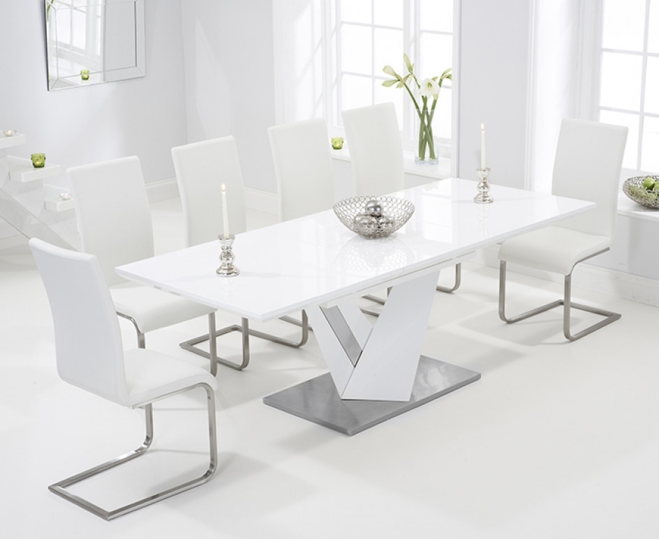 Well Known Harmony 160cm White High Gloss Extending Dining Table With Malaga With Regard To White High Gloss Oval Dining Tables (View 17 of 20)