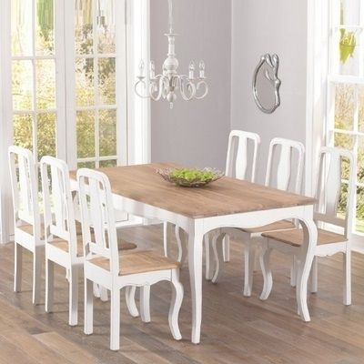 Well Known Ivory Painted Dining Tables Inside Seville Ivory Painted Distressed Dining Table With 6 Chairs (View 9 of 20)
