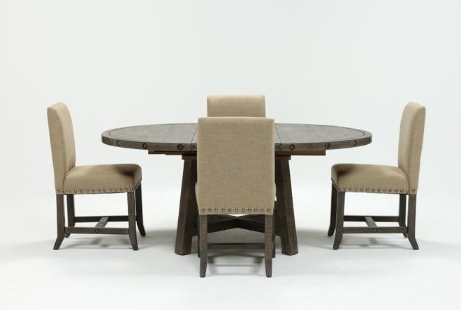 Featured Photo of 2024 Best of Jaxon Grey 5 Piece Round Extension Dining Sets with Upholstered Chairs