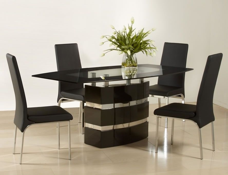 Well Known Round Black Glass Dining Tables And Chairs With Regard To Contemporary Dining Modern Glass Dining Table Modern (Photo 12 of 20)