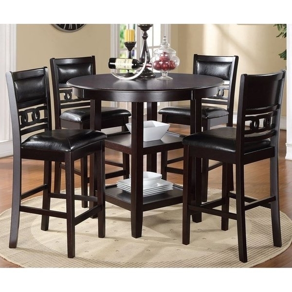 Well Known Shop Gia Ebony Counter Height Round Table 5 Piece Dining Set – Free Regarding Harper 5 Piece Counter Sets (View 11 of 20)