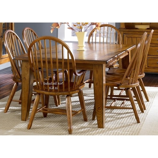 Well Known Shop Treasures Rustic Oak 5 Piece Bow Back 44x108 Rectangular In Craftsman 7 Piece Rectangular Extension Dining Sets With Arm & Uph Side Chairs (View 11 of 20)